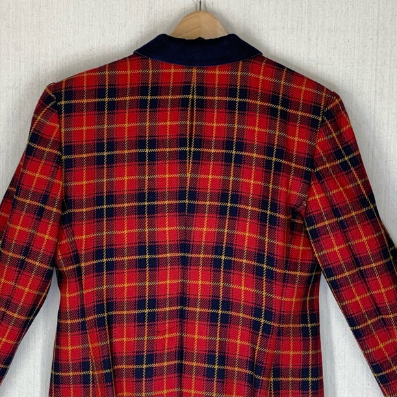 Jones NY~VINTAGE‎ 90s~Women’s 100% Wool Tartan Plaid Velvet Collar Blazer~Sz 10 - Picture 7 of 15